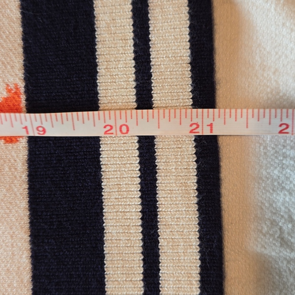 Maeve Vneck SSlv Cream & Orange Seahorses with Blue Trim Sz 1X Cardigan Sweater - Picture 13 of 16